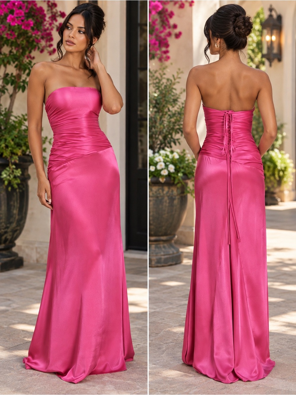 New Meshki Serena Strapless Taffeta Maxi Dress – Crimson Pink – Size XXL (US 12)